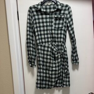 Green Plaid Button-Up Dress mommy and me